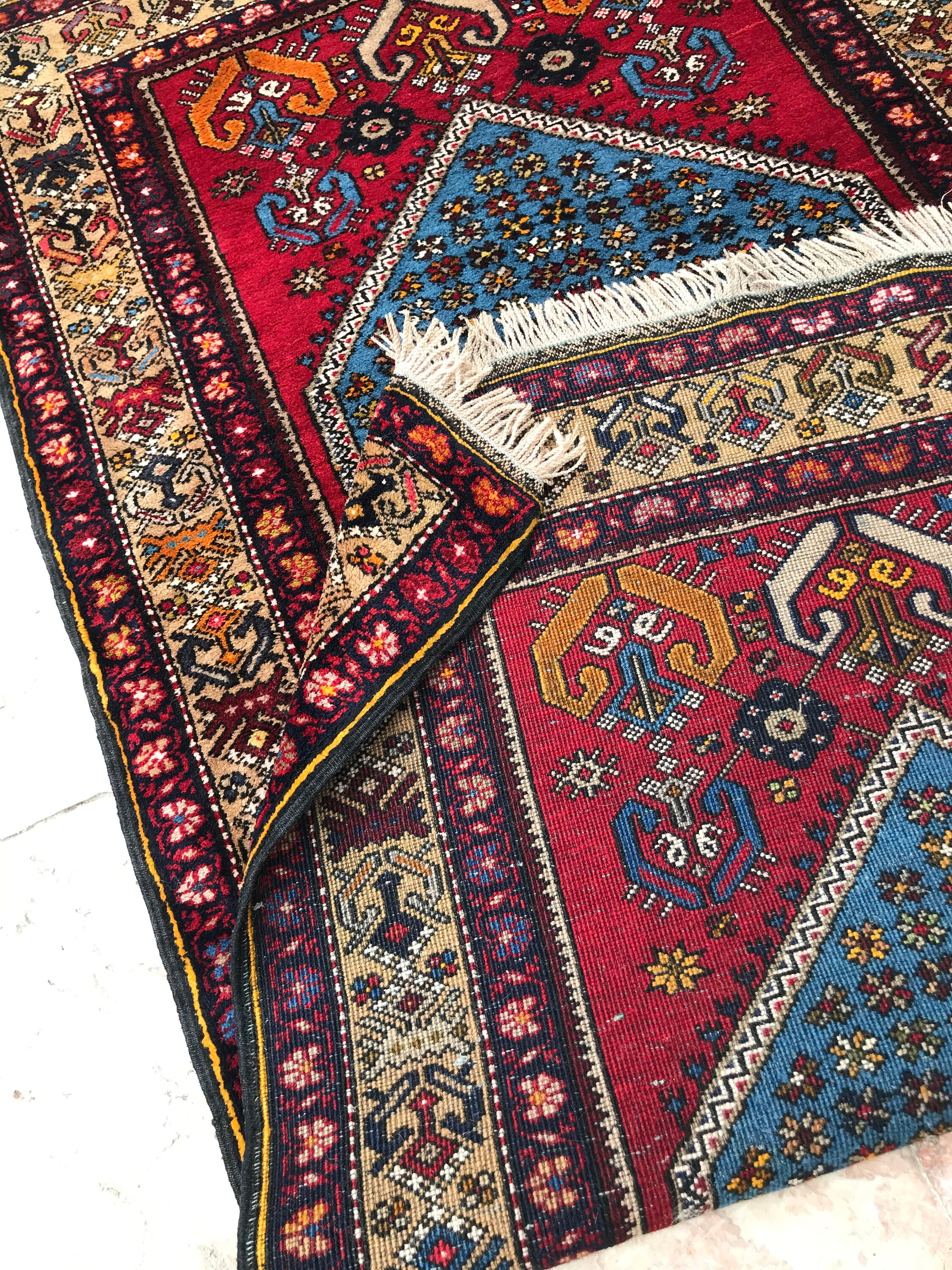 Vintage Style Wool Runner 80s Rug, Turkish Neutral Oushak Rug, Red