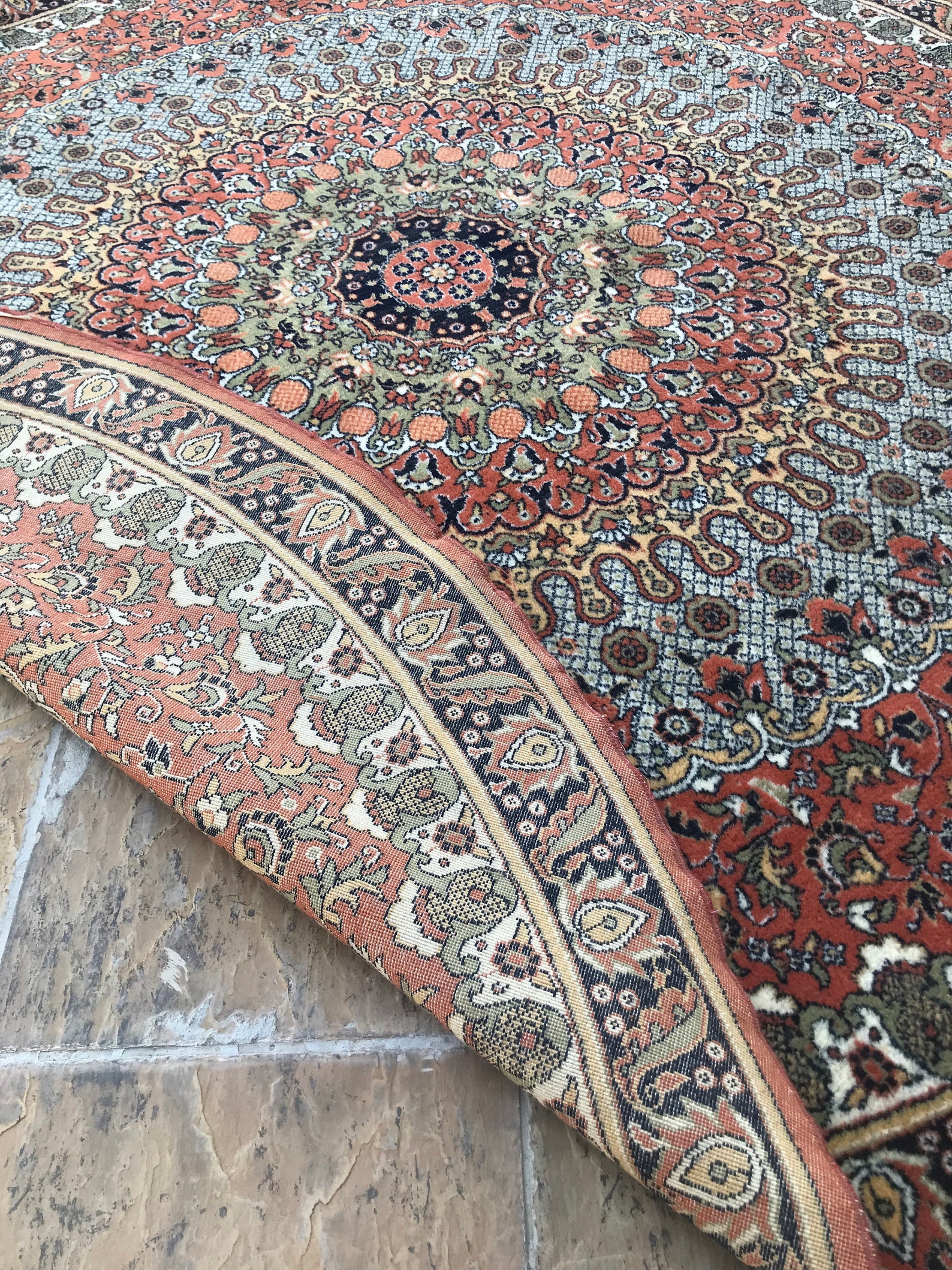 Vintage Style Wool Round 80s Rug Turkish Neutral Oushak Rug Etsy