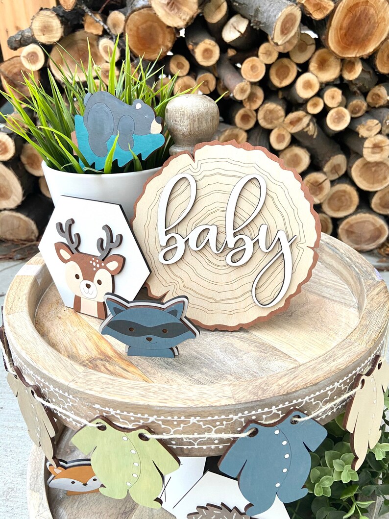Woodland Baby Shower Tiered Tray Decor Set FILE DIGITAL FILE Etsy