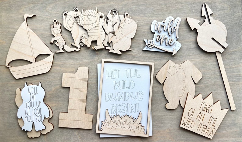 Where the Wild Things Are Tiered Tray Decor Set FILE First Birthday DIGITAL svg FILE for Laser Cutting