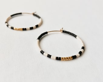 Fine Minimalist Hoop Earrings - Gold Filled | Minimalist Earrings | Beaded Earrings | Small Hoop Earrings | Beaded Hoops | Gold Hoops