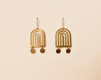 Arch Earrings | Rainbow Arch Earrings | Brass Earrings | Long Brass Earrings | Minimalist Earrings | Geometric Earrings | Boho Earrings