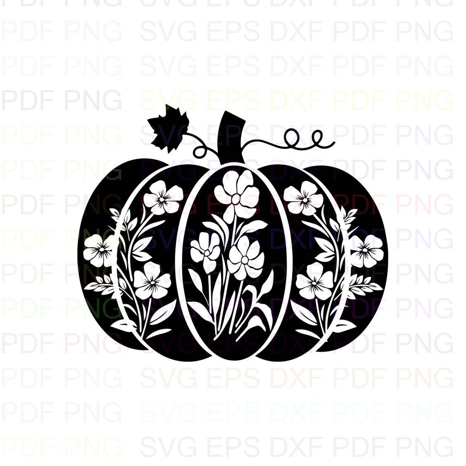 Pumpkin Halloween Flower Silhouette Svg Svg Dxf Eps Pdf Png Etsy