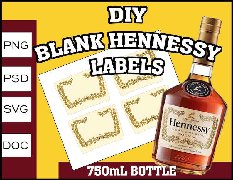 DIY Blank Hennessy Label Customized Yourself Background Etsy