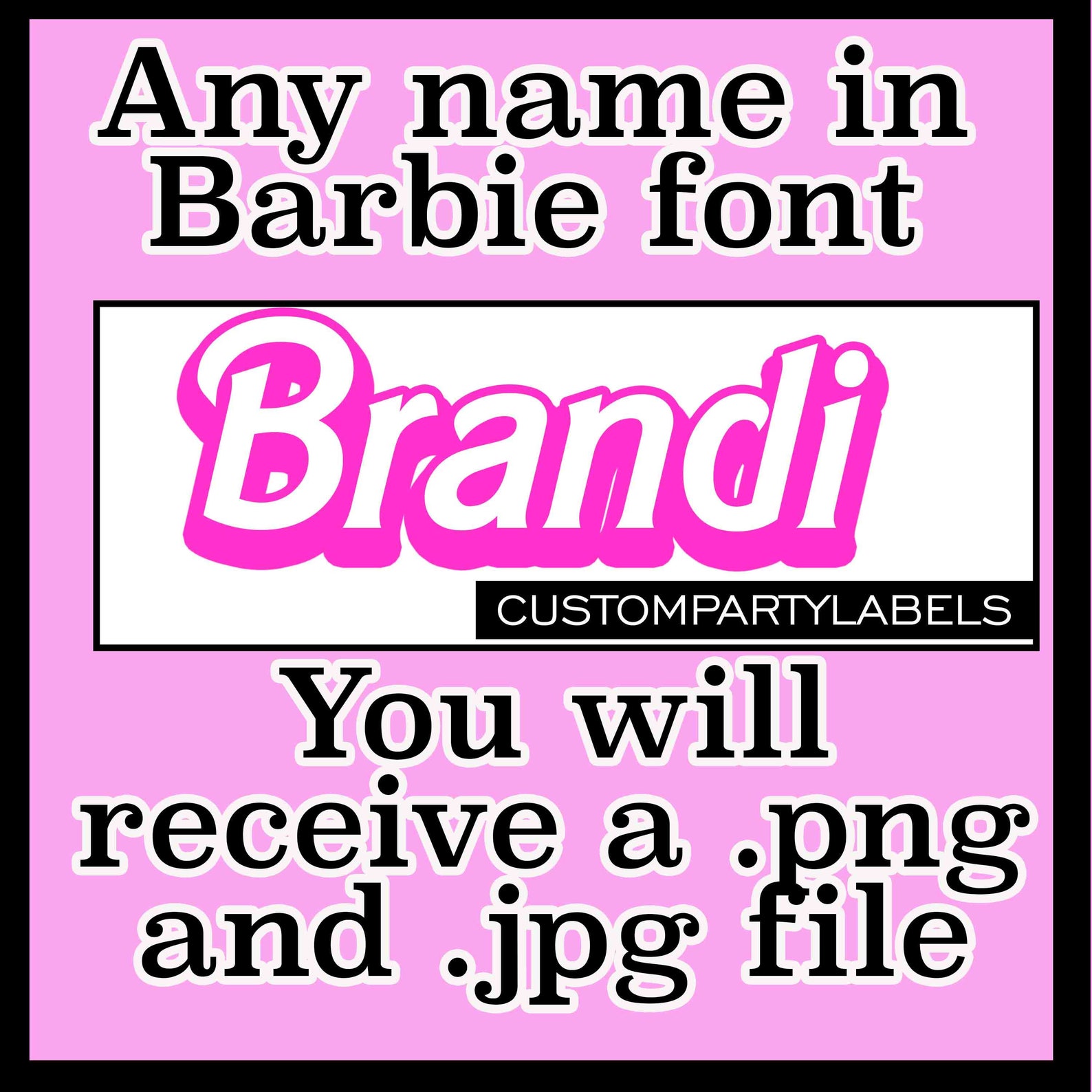 Custom Barbie Style Name PNG and JPG files Digital Download | Etsy