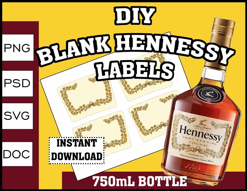 DIY Blank Hennessy Label Customized Yourself Background Etsy