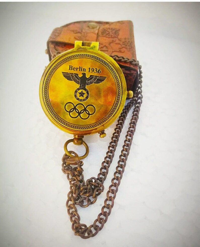 Brass Berlin 1936 compass with Olympic logo