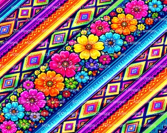 Neon Serape PNG Bundle | Floral Mexican Fiesta Sublimation Design (Digital Download)