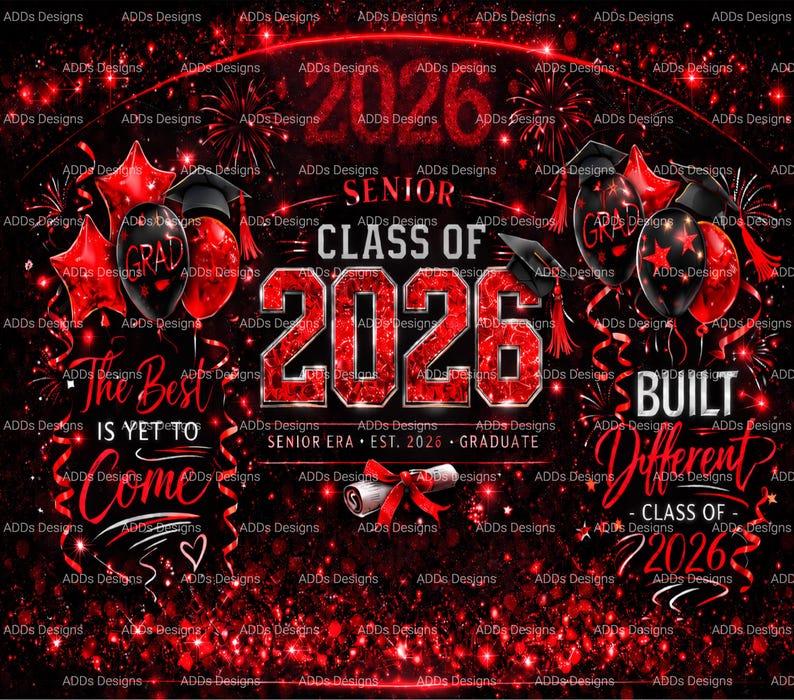 Senior Class of 2026 PNG Bundle – Red Black Graduation Shirt Design ...