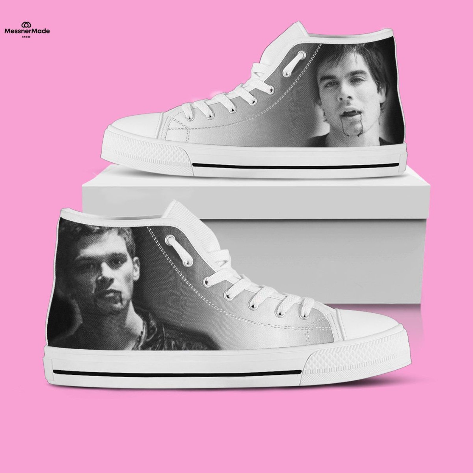 The Vampire Diaries Damon Salvatore Movie Canvas Shoes Etsy