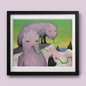 Eoavioa -This surreal, sci-fi digital art print of a trio of weird characters in a strange land makes the perfect eccentric gift