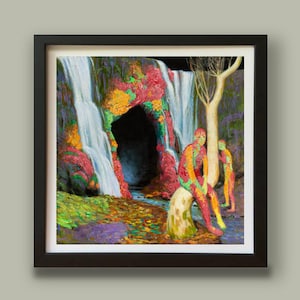 Chromophant-8&quot;x8&quot; trippy funny art print of an original weird painting, This surreal, sci fi art print makes for a very weird present