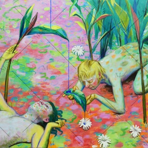 Nectarool - Stampa artistica di fantascienza strana, alieni in paradiso, fantasy pastorale immagine 2