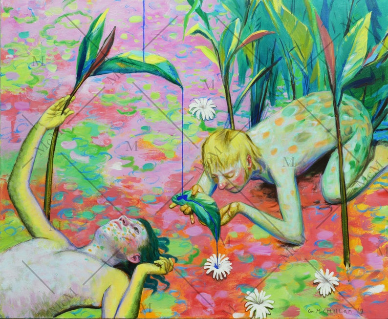 Nectarool - Stampa artistica di fantascienza strana, alieni in paradiso, fantasy pastorale immagine 2