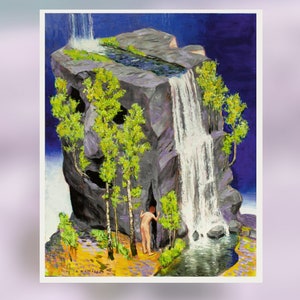 Caverning, weird art print of an original weird painting, 8&quot;x10&quot;, This surreal print, sci-fi art print makes the perfect strange gift