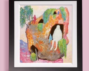 Petrostasis  - Surreal Sci-Fi Art Print of People in a Stone House
