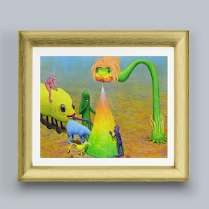 Sugopi- Weird art print of an original weird painting, 8&quot;x10&quot;, This surreal print, sci-fi art print makes the perfect strange gift