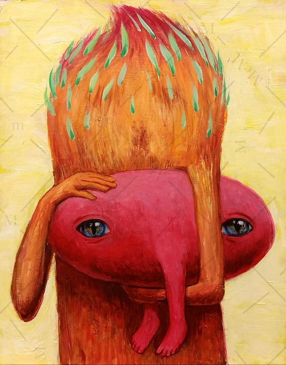 Optopic Funny Weird Art Print of an Original Weird Painting This