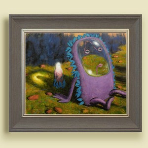 Fraklit- unique art print of an original weird painting, This sweet but strangely  weird art print makes for a surreal  gift for a friend