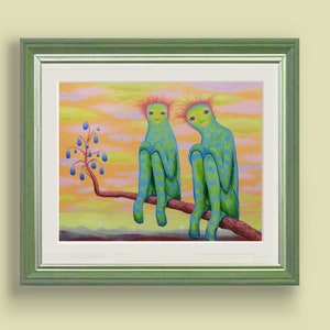 Lumluri- This weird art print of an original weird painting filled with sci-fi creatures in a surreal world makes the perfect strange gift