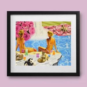 Cocktails - weirdly surreal art print of an original weird painting, This realistic surreal 8&quot;x 10&quot; art print makes for a funny strange gift