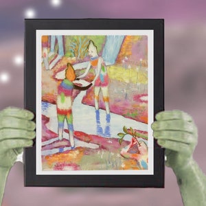 Anthropondic- 8"x10"   weirdly fun art print of an original weird painting, This surreal, sci fi art print makes for a strange trippy  gift