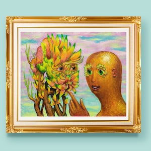 Ocrismim-8&quot;x10&quot;  strange funny art print of an original weird painting, This surreal, sci fi art print makes for a trippy weird gift