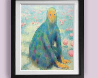 Solitation- Full color digital print,  This surreal, sci fi art print of an original painting makes for a trippy strange gift