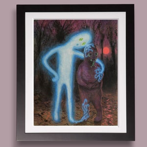 Phozz- weird art print of an original weird painting, fun wall art, This surreal print, sci-fi art print makes the perfect strange gift
