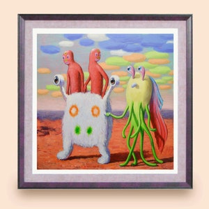 Squilfur - Try this weird art print of an original weird painting.  This surreal print, sci-fi art print makes the perfect strange gift