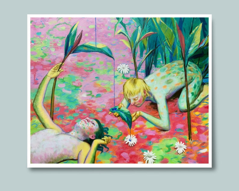 Nectarool - Stampa artistica di fantascienza strana, alieni in paradiso, fantasy pastorale immagine 1