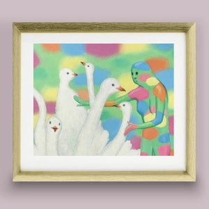 Galapagos-8&quot; 10&quot; weirdly fun art print of a weird original  painting, This surreal, sci fi art print makes for a strange gift of trippiness