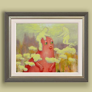 Culous ,Weird art print of an original weird painting, This surreal sci-fi art print with cloud people makes the perfect strange gift