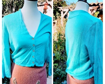 teal blue cardigan