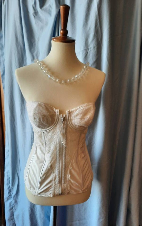 Vintage Corset Top, Lace Corset, Boning, Bustier C