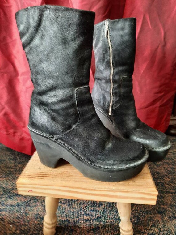 Esprit Platform Boots, 1990's Boots, Nubuck Boots,