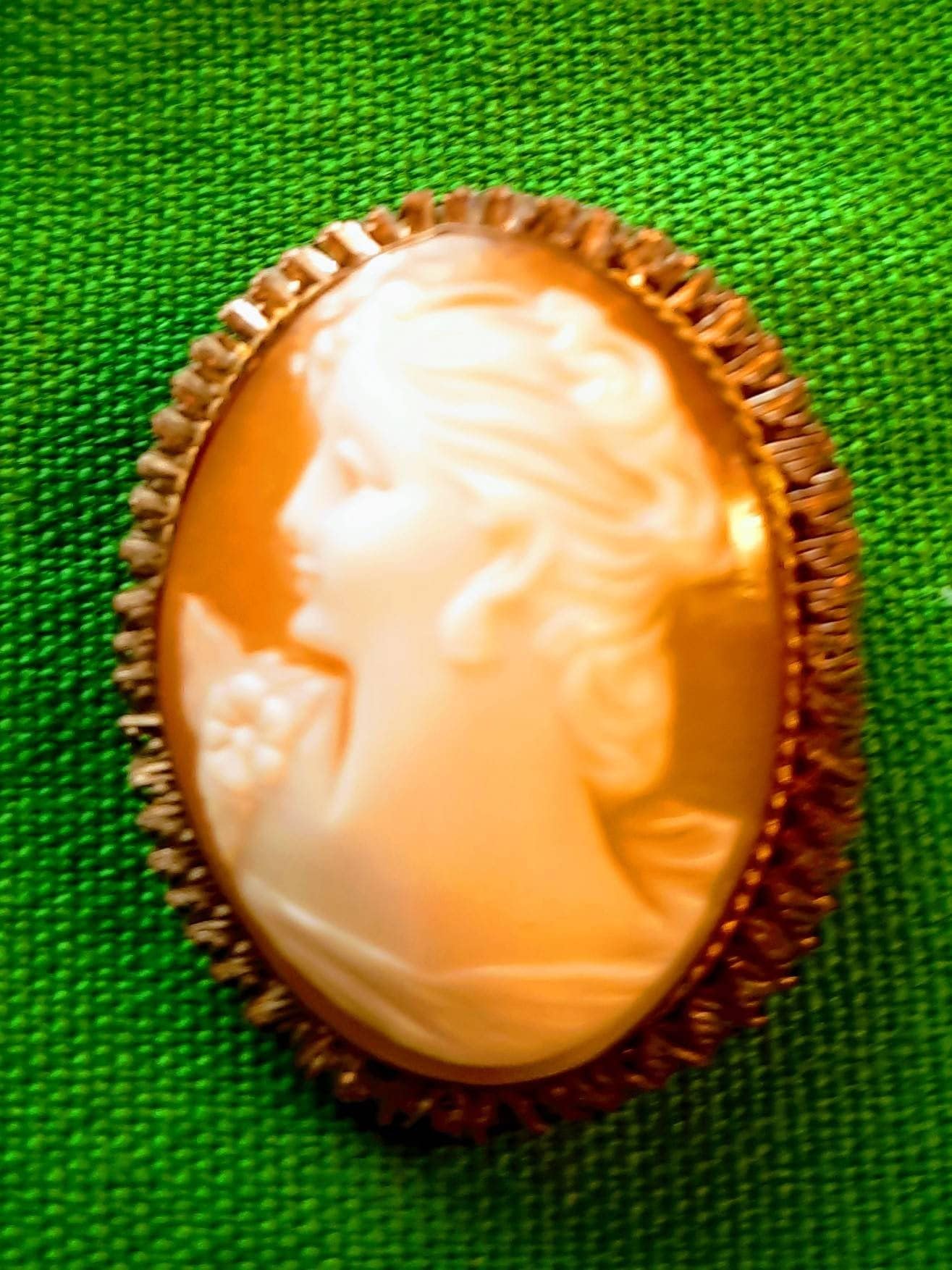 Shell Cameo Pin Antique Sterling Brooch Left Facing Cameo Etsy