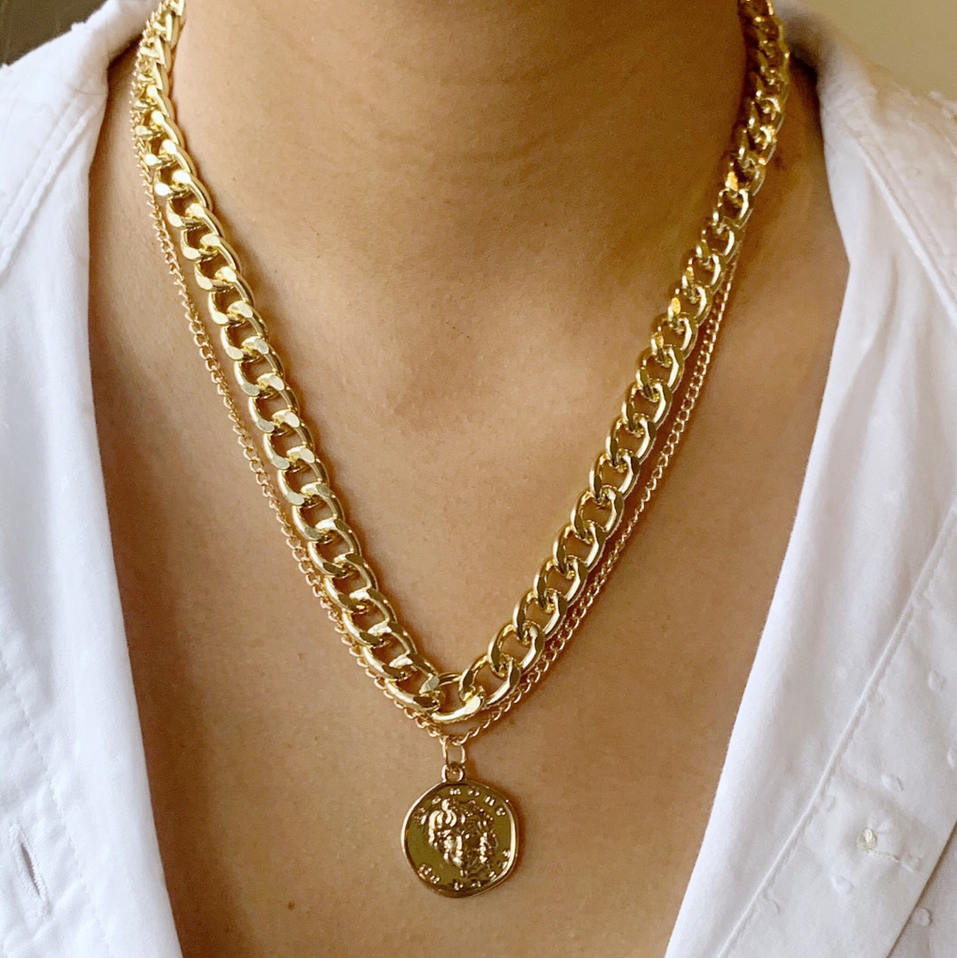 Gold Chain Necklace Gold Layering Necklace Boho Link Chain - Etsy