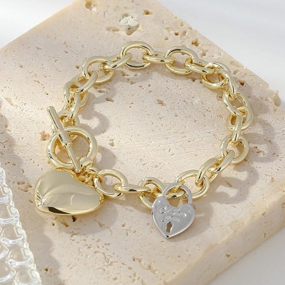 Heart Locket Bracelet with Heart Toggle Clasp