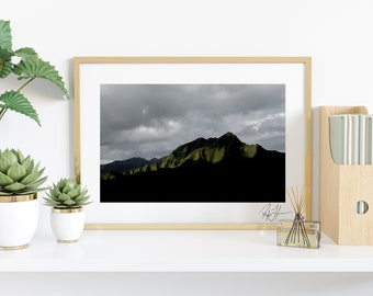 Koʻolau Mountains Silhouette - Hawaii Fine Art Print, Hawaii Mountain Photograph, Medium Large Wall Art, Tropical Rainforest Print