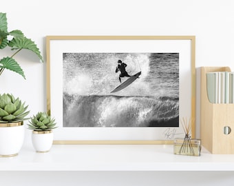Pipeline Surfer Aerial - Hawaii Fine Art Print, Original Photograph, Medium Large Wall Art, Beach Tropical, North Shore Oahu, Surf Art Print