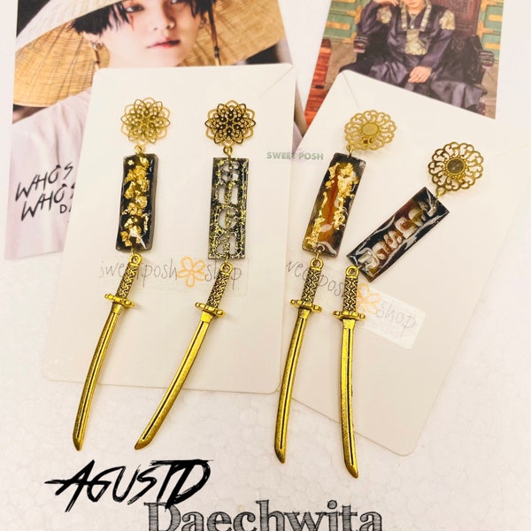 NEW!! AgustD-Daechwita Inspired Earrings, Sword Earrings, K-pop Earrings, Dangle Earrings