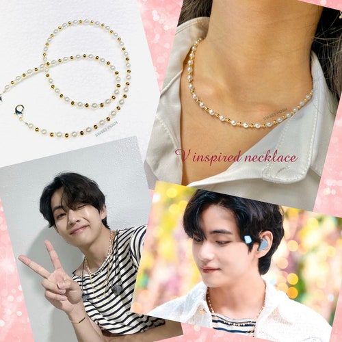 New BTS V Inspired Necklace Simple Beaded Necklace Kpop Etsy