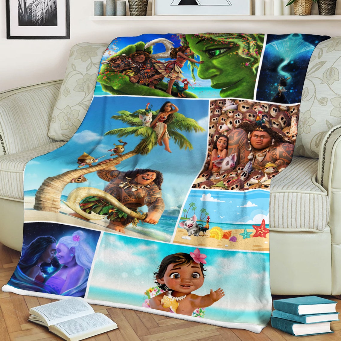 Moana Movie Cartoon Blanket Moana Blanket Disney Movie Etsy