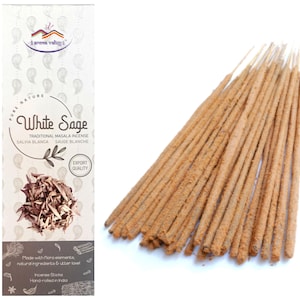 Bastoncini di incenso alla salvia bianca / Incenso Masala tradizionale arrotolato a mano / Meditazione, aromaterapia, antistress / 50 grammi