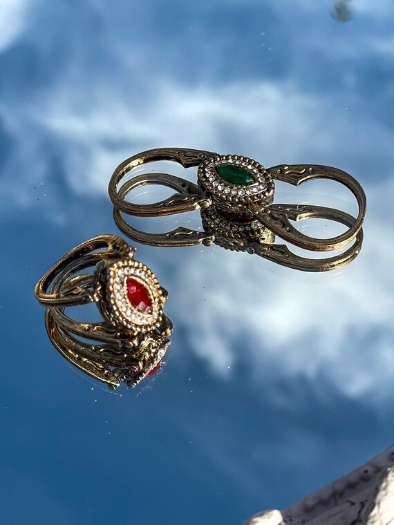 Reversible Double Sided Emerald Ruby Stone Vintag… - image 5