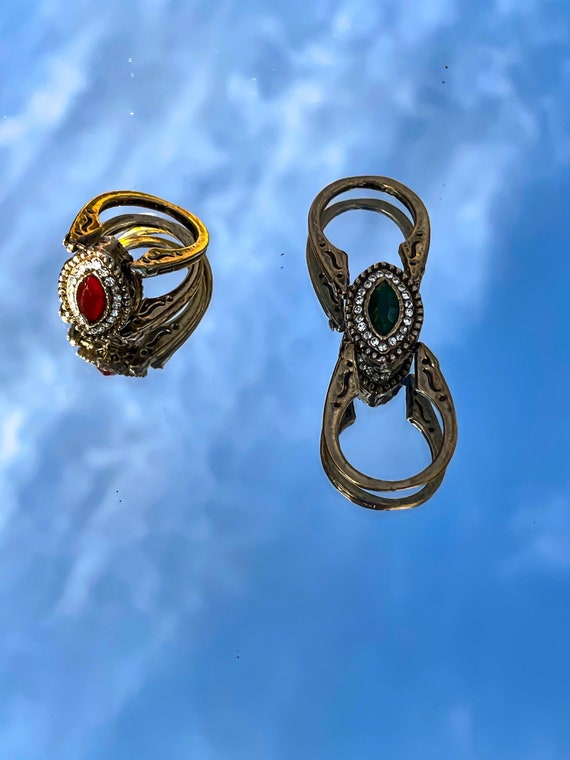 Reversible Double Sided Emerald Ruby Stone Vintag… - image 1