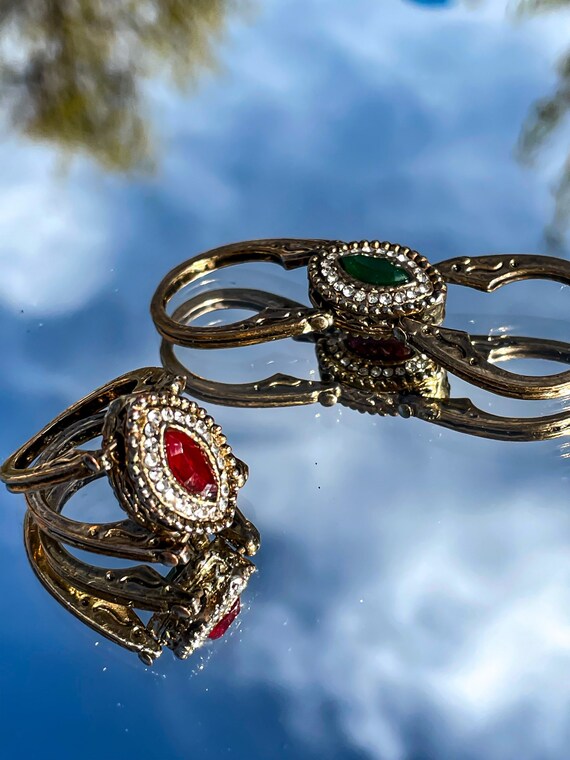 Reversible Double Sided Emerald Ruby Stone Vintag… - image 2