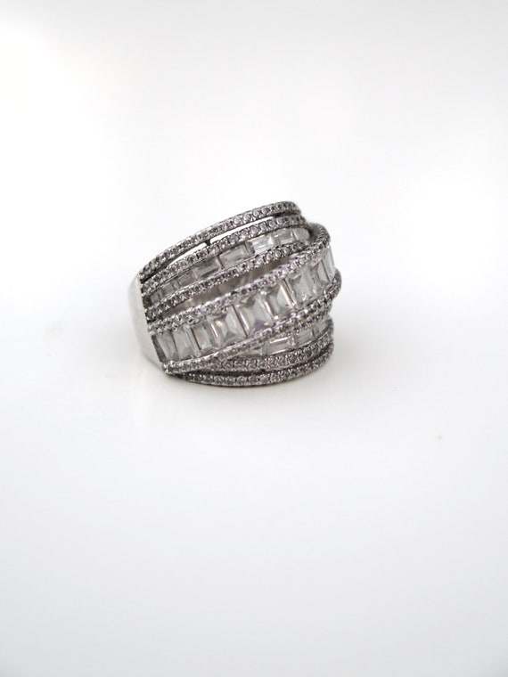 Diamond Cut Zircon Multistone Stackable Silver Ri… - image 6