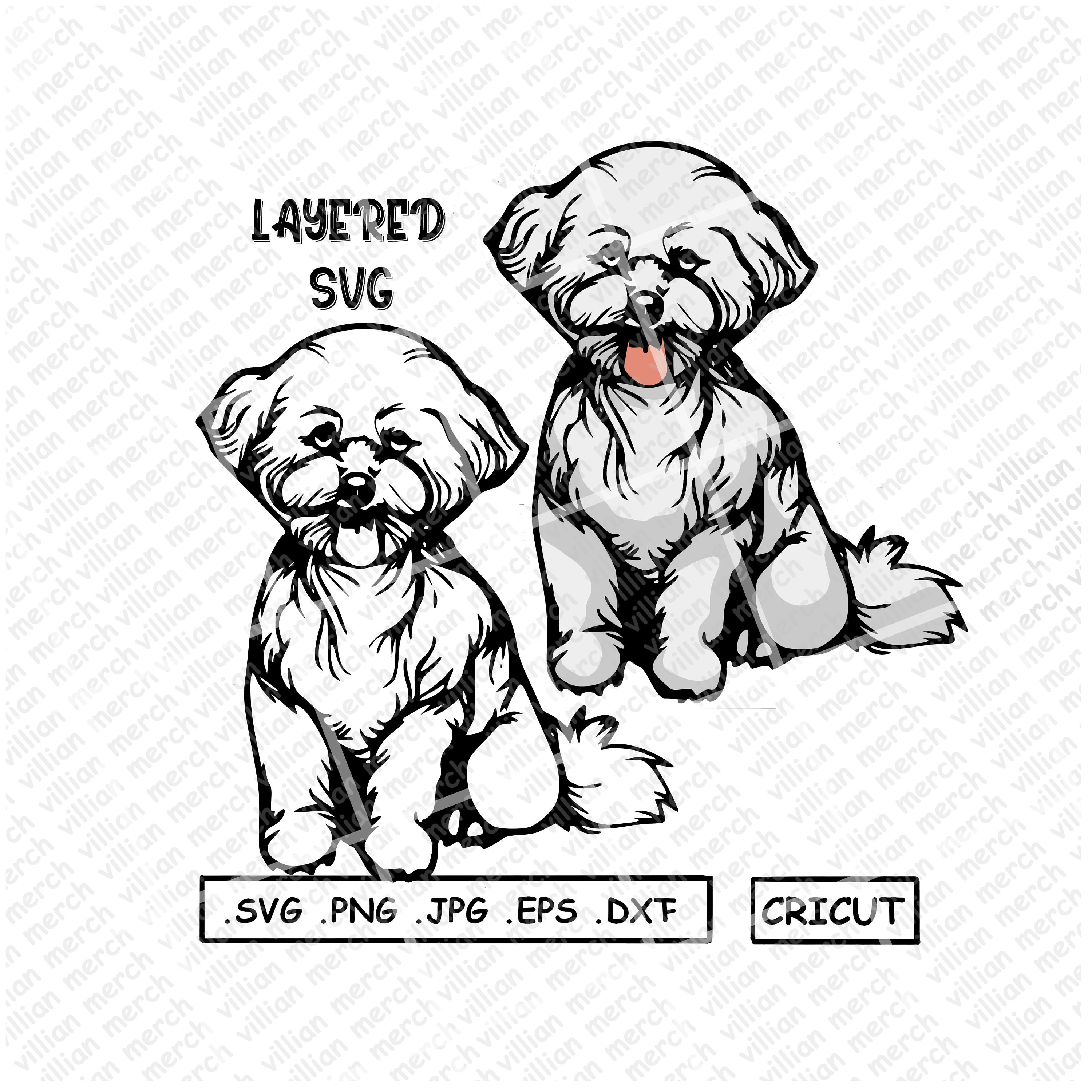 Download 2 Bichon Frise Cricut Silhouette SVG Dog Breeds Clipart Bichon | Etsy